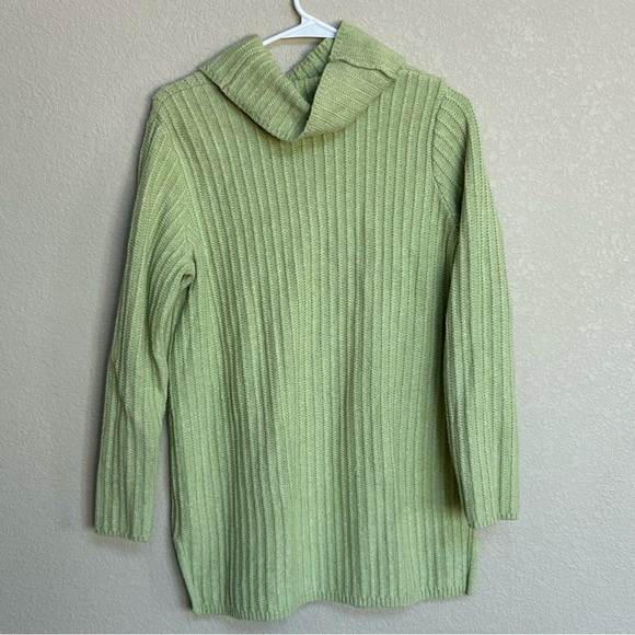 J. Jill Light Green Oversized Chunky Turtleneck Sweater Women’s Medium - Picture 2 of 6
